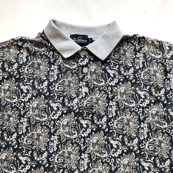 Vintage Jack Nicklaus Polo Shirt Mens L All Over Print Paisley Golf Short Sleeve - Picture 4 of 12